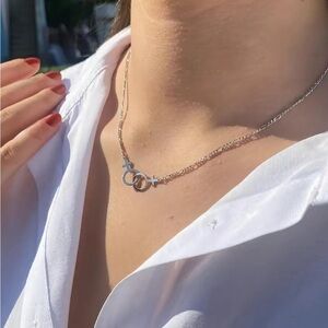 Lesbian Silver Interlocking Circle Necklace